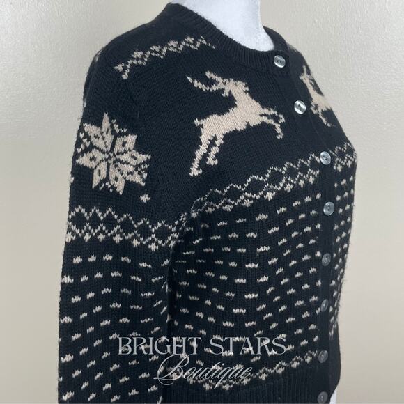 Rare Reindeer Cardigan ASO Sabrina The Teenage Witch Black Cream Vintage Holiday - Picture 10 of 11